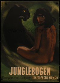 4d0472 JUNGLE BOOK Danish 1946 best art of Mowgli & Bagheera the panther by Aage Sikker-Hansen!