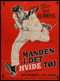 4d0473 MAN IN THE WHITE SUIT Danish 1952 art of inventor Alec Guinness running, Ealing classic!