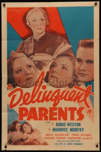 4d0279 DELINQUENT PARENTS 1sh 1938 Doris Weston is a bad teen because she was adopted, ultra rare!