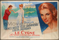 4d0175 SWAN French 2p 1956 different art of beautiful Grace Kelly by Roger Soubie, ultra rare!