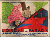 4d0157 BIRD OF PARADISE French 4p 1932 different art of Dolores Del Rio, Joel McCrea & volcano, rare!