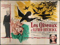 4d0158 BIRDS French 4p 1963 different Grinsson art w/ Tandy, Tippi Hedren & Alfred Hitchcock, rare!