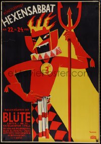 4d0074 HEXENSABBAT German 33x47 1936 art of Devil with pitchfork by Roman Feldmeyer, ultra rare!