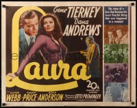 4d0120 LAURA 1/2sh 1944 great image of Dana Andrews lusting after sexy Gene Tierney, Otto Preminger