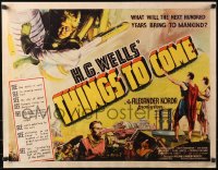 4d0132 THINGS TO COME 1/2sh 1936 William Cameron Menzies, H.G. Wells, great sci-fi art, ultra rare!