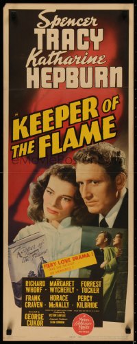 4d0405 KEEPER OF THE FLAME insert 1942 Tracy doesn't know if Katharine Hepburn is a murderess, rare!