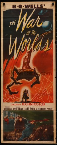 4d0414 WAR OF THE WORLDS insert 1953 H.G. Wells classic produced by George Pal, best monster art!