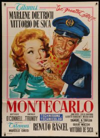 4d0152 MONTE CARLO STORY Italian 1p 1957 art of De Sica lighting Marlene Dietrich's cigarette!