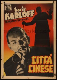 4d0517 MR. WONG IN CHINATOWN Italian 1sh 1940 Asian Boris Karloff with magnifying glass, rare!