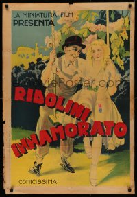4d0519 SKIDS & SCALAWAGS Italian 1sh 1938 art of Larry Semon & pretty Madge Kirby on swing, rare!