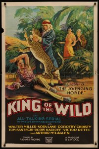 4d0388 KING OF THE WILD chapter 3 1sh 1931 art of man fighting leopard, The Avenging Horde, rare!