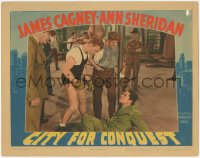 4d0343 CITY FOR CONQUEST LC 1940 c/u of boxer James Cagney punching uncredited Bob Steele in gym!