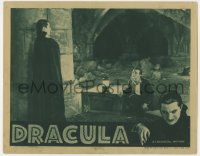 4d0349 DRACULA LC R1939 great image of Dwight Frye kneeling by vampire Bela Lugosi, Tod Browning!