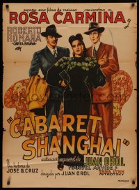 4d0041 CABARET SHANGHAI Mexican poster 1950 art of Rosa Carmina in love triangle w/gangsters, rare!