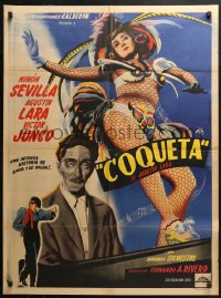 4d0042 COQUETA Mexican poster 1949 art of sexy barely-dressed showgirl Ninon Sevilla by Juanino!