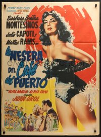 4d0046 LA MESERA COJA DEL CAFE DEL PUERTO Mexican poster 1950 art of sexy Bertha Montesinos, rare!