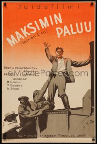 4d0215 RETURN OF MAXIM export Finnish Russian 24x36 1937 second in Russian Revolution trilogy, rare!
