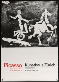 4d0077 PICASSO 36x50 Swiss museum/art exhibition 1968 wild chariot and horse art by the master!