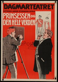 4d0241 PRINSESSEN OG DEN HELE VERDEN 24x34 Danish stage poster 1915 A art of camera filming royals!