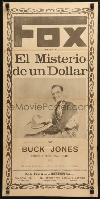 4f0041 EL MISTERIO DE UN DOLLAR Argentinean 1929 different portrait of western cowboy Buck Jones!