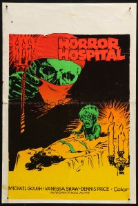 4f0208 HORROR HOSPITAL Belgian 1973 Michael Gough, English sci-fi horror, completely different art!