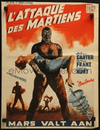 4f0210 INVADERS FROM MARS Belgian 1953 sci-fi classic, great art of alien carrying pretty woman!