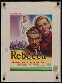 4f0232 REBECCA Belgian R1940s Alfred Hitchcock, great art of Laurence Olivier & Joan Fontaine!