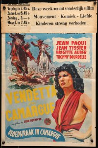 4f0245 VENDETTA EN CAMARGUE Belgian 1950 Jean-Devaivre, artwork of cowboy!