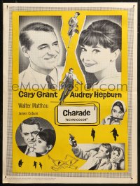 4f0003 CHARADE Canadian 1963 art of tough Cary Grant & sexy Audrey Hepburn, completely different!