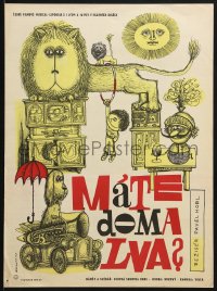 4f0019 MATE DOMA LVA Czech 12x16 1966 do you have a lion at home, great feline art by Jan Brychta!