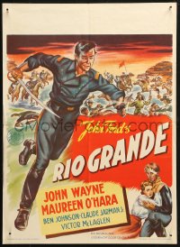 4f0004 RIO GRANDE Dutch 1950 artwork of John Wayne running with sword, directed by John Ford!
