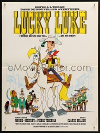 4f0065 LUCKY LUKE French 16x21 1971 great cartoon art of the smoking cowboy hero on his horse!