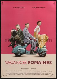 4f0071 ROMAN HOLIDAY French 17x23 R2013 Audrey Hepburn & Gregory Peck, Albert riding on Vespa!