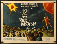 4f0314 12 TO THE MOON 1/2sh 1960 land on the moon with the intrepid first astronauts, cool art!