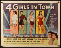 4f0315 4 GIRLS IN TOWN style A 1/2sh 1956 Julie Adams, Marianne Cook, Elsa Martinelli & Gia Scala!