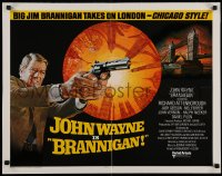 4f0330 BRANNIGAN int'l 1/2sh 1975 different art of detective John Wayne with gun drawn in London!