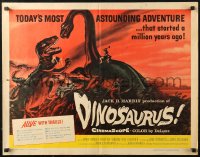4f0345 DINOSAURUS 1/2sh 1960 great artwork of battling prehistoric T-rex & brontosaurus monsters!