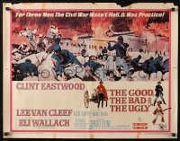 4f0372 GOOD, THE BAD & THE UGLY 1/2sh 1968 Clint Eastwood, Lee Van Cleef, Wallach, Leone classic!