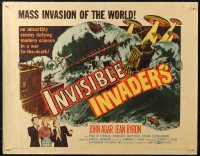 4f0397 INVISIBLE INVADERS 1/2sh 1959 cool artwork of alien who gives Earth 24 hours to surrender!