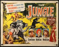 4f0402 JUNGLE 1/2sh 1952 cool art of Marie Windsor & Rod Cameron on elephant in India!