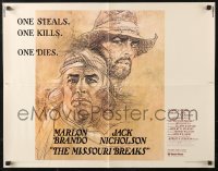 4f0422 MISSOURI BREAKS 1/2sh 1976 Marlon Brando & Jack Nicholson by Bob Peak, wacky credits!