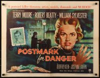 4f0442 POSTMARK FOR DANGER style A 1/2sh 1956 Terry Moore is hunted by the postcard killer!
