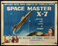 4f0464 SPACE MASTER X-7 1/2sh 1958 satellite terror strikes the Earth, cool art of rocket ship!