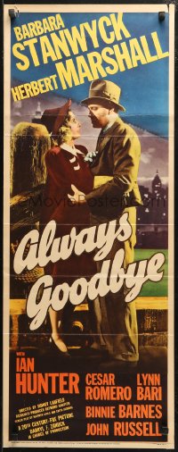 4f0614 ALWAYS GOODBYE insert 1938 romantic image of Barbara Stanwyck & Herbert Marshall, ultra rare!