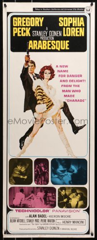4f0618 ARABESQUE insert 1966 art of Gregory Peck & sexy Sophia Loren by Robert McGinnis!