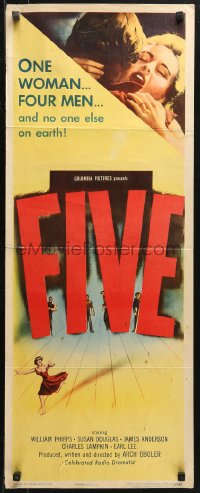 4f0671 FIVE insert 1951 Arch Oboler, post-apocalyptic sci-fi about 5 survivors, but only one woman!