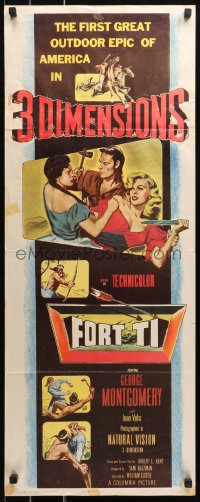 4f0675 FORT TI 3D insert 1953 Fort Ticonderoga, cool art of George Montgomery fighting!