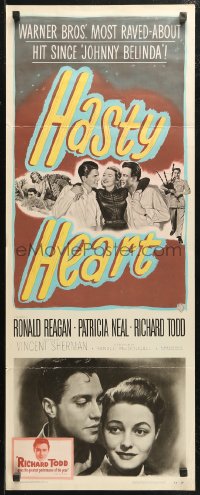 4f0690 HASTY HEART insert 1950 patient Ronald Reagan & nurse Patricia Neal help dying Richard Todd!