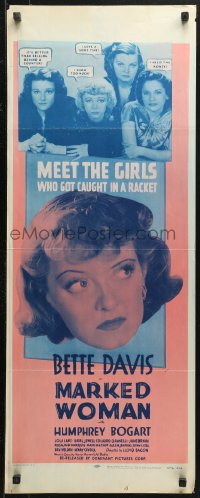 4f0736 MARKED WOMAN insert R1956 Bette Davis two-timing her way to love with Humphrey Bogart!