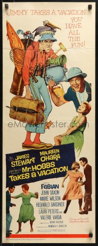 4f0740 MR. HOBBS TAKES A VACATION insert 1962 great wacky full-length art of tourist Jimmy Stewart!